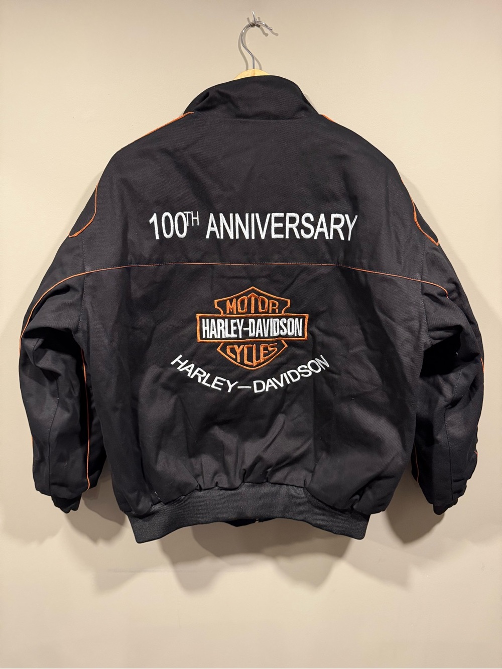 Harley-Davidson inspired motorcycle denim racing Jacket script Logo Accents NWOT image 5